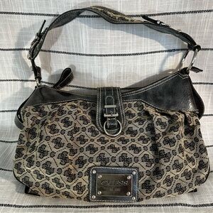 VINTAGE Guess Y2K shoulder monogram shoulder bag purse Antonia gray silver